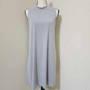 MIK Mock Neck Sleeveless Minimalist‎ Knit Stretch Dress sz 10 Gray